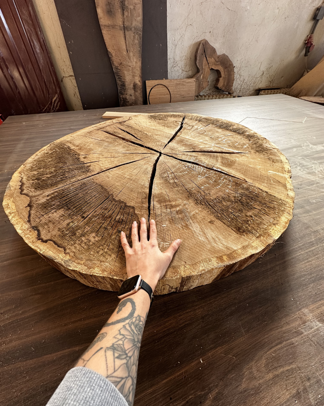 epoxidový stůl dub - z výroby, koláč